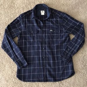 Navy Blue plaid Lacoste men’s collared shirt
